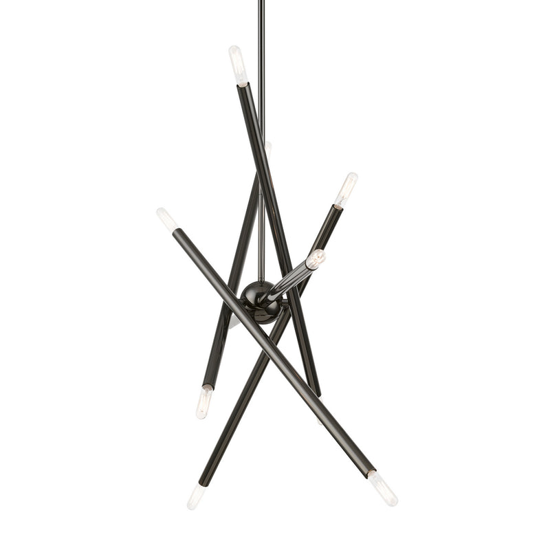 Livex Lighting 46777-46 Ten Light Linear Chandelier, Black Chrome