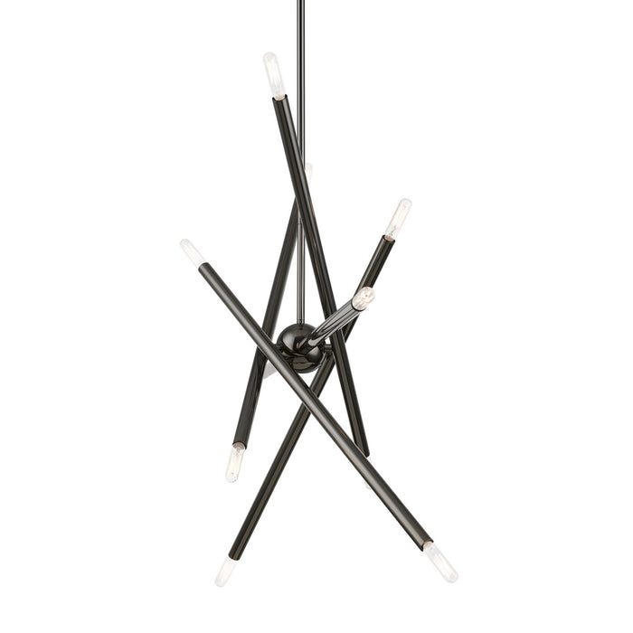 Livex Lighting 46777-46 Ten Light Linear Chandelier, Black Chrome