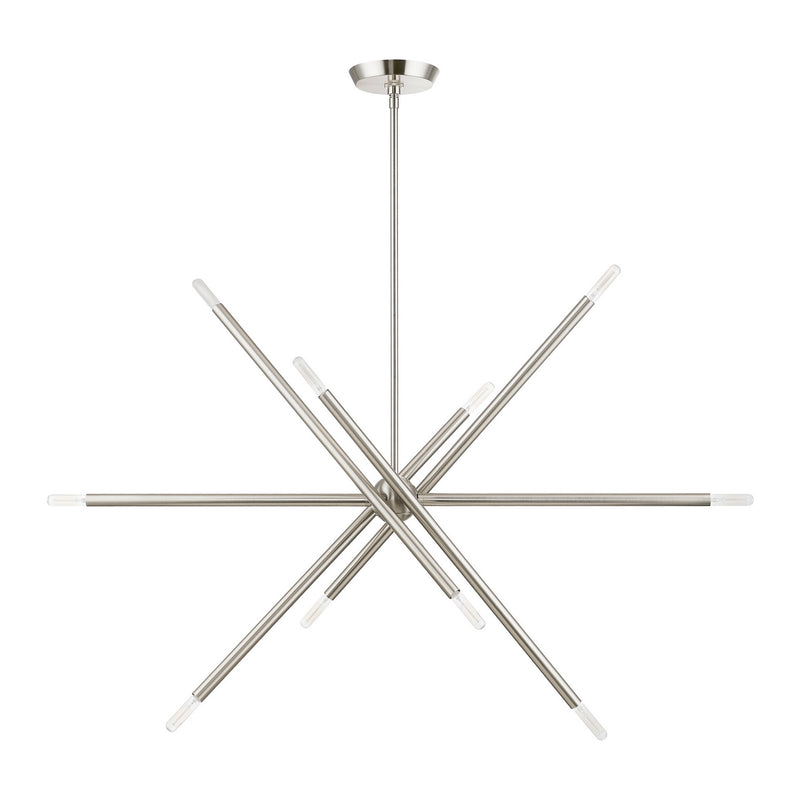Livex Lighting 46777-91 Ten Light Linear Chandelier, Brushed Nickel