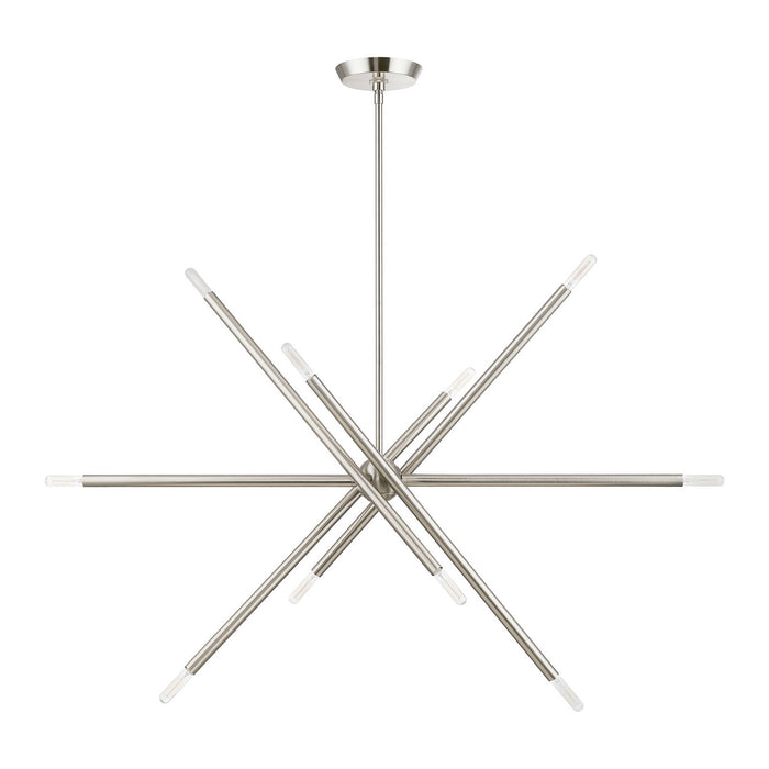 Livex Lighting 46777-91 Ten Light Linear Chandelier, Brushed Nickel