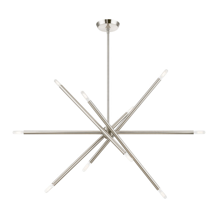 Livex Lighting 46777-91 Ten Light Linear Chandelier, Brushed Nickel