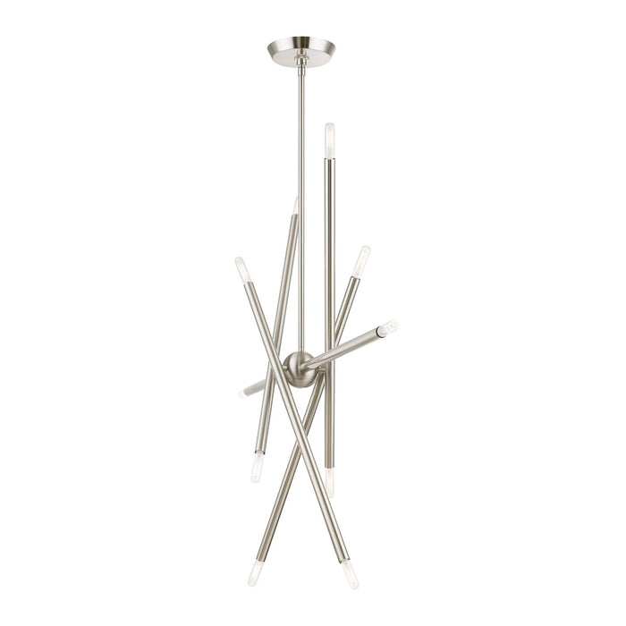 Livex Lighting 46777-91 Ten Light Linear Chandelier, Brushed Nickel