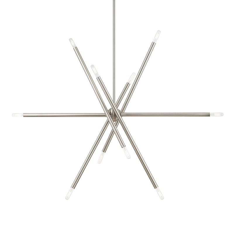 Livex Lighting 46777-91 Ten Light Linear Chandelier, Brushed Nickel