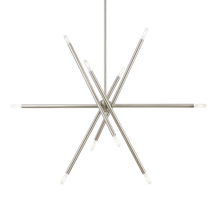Livex Lighting 46777-91 Ten Light Linear Chandelier, Brushed Nickel