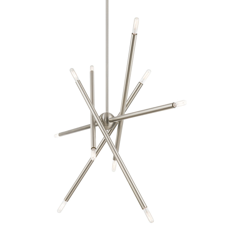 Livex Lighting 46777-91 Ten Light Linear Chandelier, Brushed Nickel