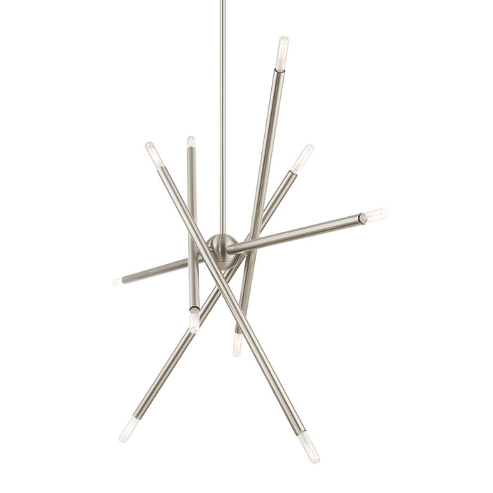 Livex Lighting 46777-91 Ten Light Linear Chandelier, Brushed Nickel