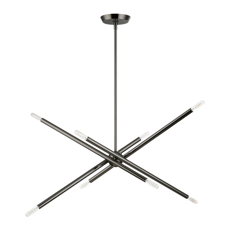 Livex Lighting 46778-46 Eight Light Linear Chandelier, Black Chrome