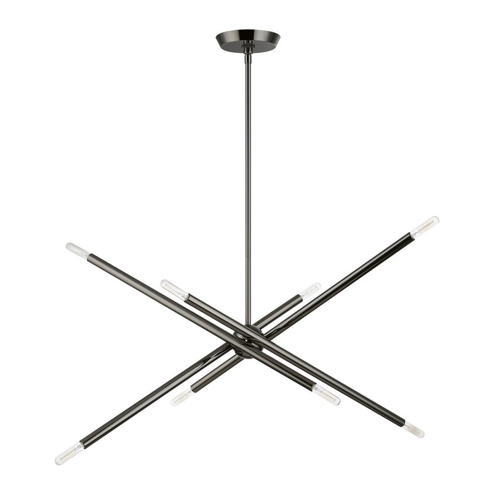 Livex Lighting 46778-46 Eight Light Linear Chandelier, Black Chrome
