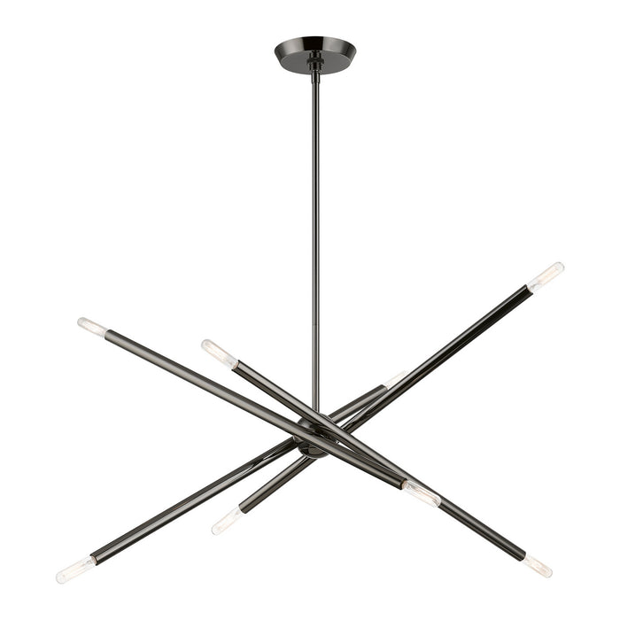 Livex Lighting 46778-46 Eight Light Linear Chandelier, Black Chrome