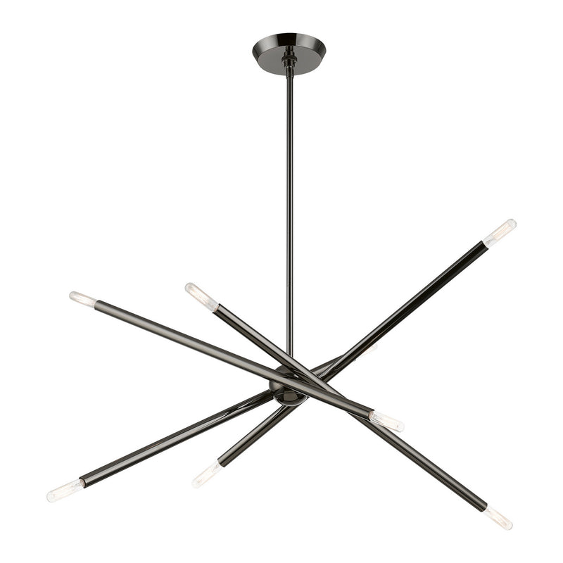 Livex Lighting 46778-46 Eight Light Linear Chandelier, Black Chrome