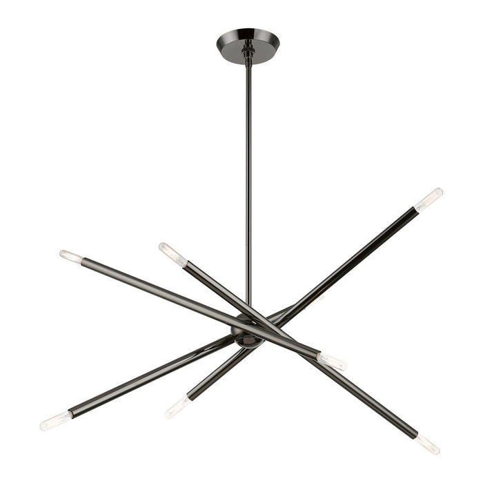 Livex Lighting 46778-46 Eight Light Linear Chandelier, Black Chrome