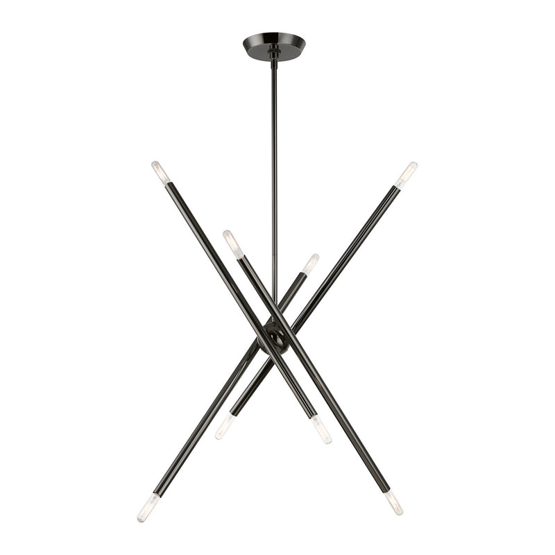Livex Lighting 46778-46 Eight Light Linear Chandelier, Black Chrome