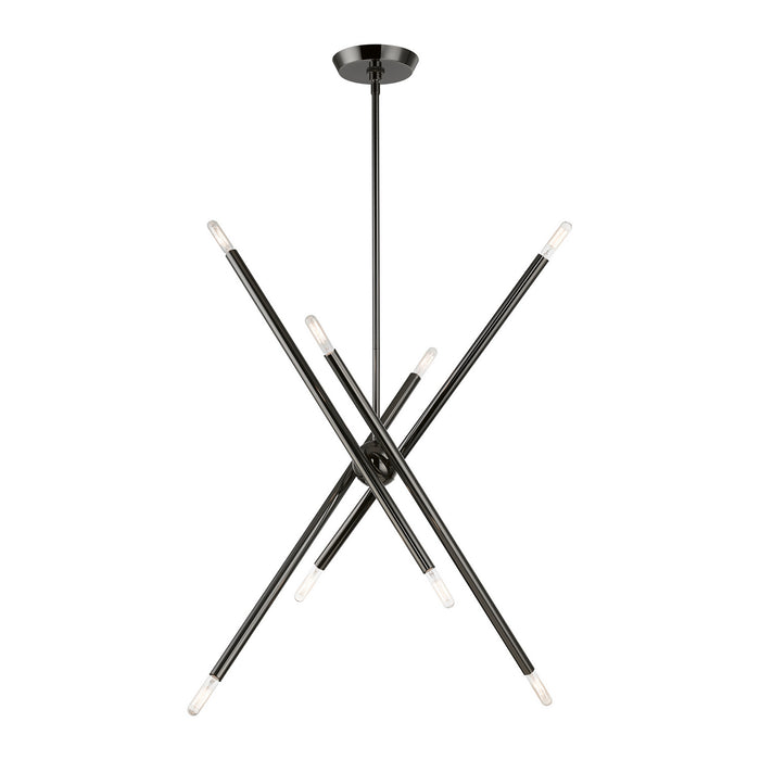 Livex Lighting 46778-46 Eight Light Linear Chandelier, Black Chrome