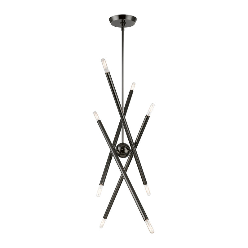 Livex Lighting 46778-46 Eight Light Linear Chandelier, Black Chrome