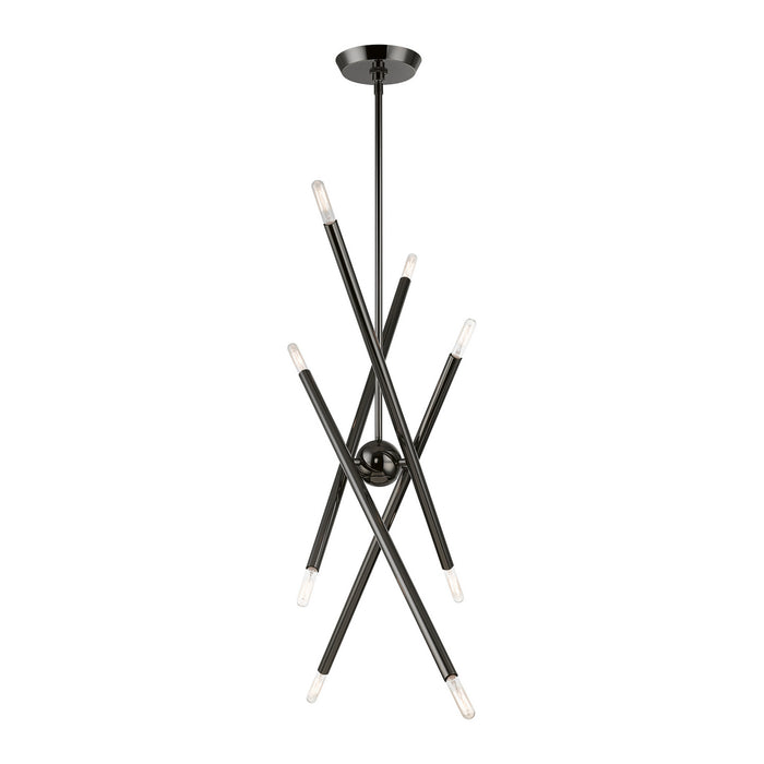 Livex Lighting 46778-46 Eight Light Linear Chandelier, Black Chrome