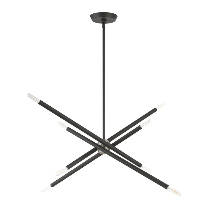 Livex Lighting 46778-76 Eight Light Linear Chandelier, Scandinavian Gray