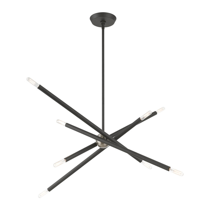Livex Lighting 46778-76 Eight Light Linear Chandelier, Scandinavian Gray