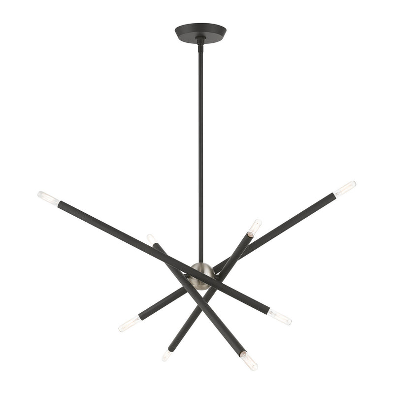 Livex Lighting 46778-76 Eight Light Linear Chandelier, Scandinavian Gray