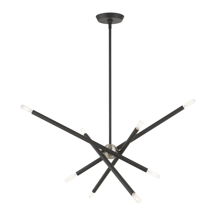 Livex Lighting 46778-76 Eight Light Linear Chandelier, Scandinavian Gray