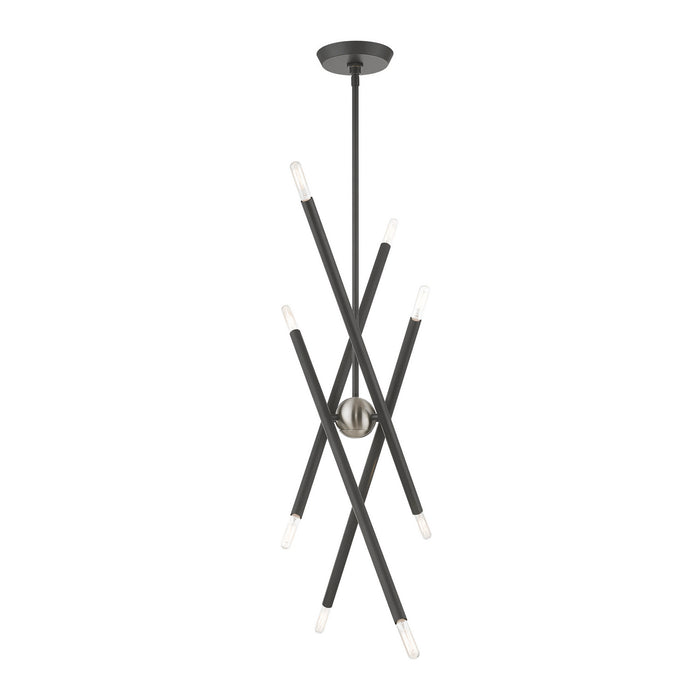 Livex Lighting 46778-76 Eight Light Linear Chandelier, Scandinavian Gray