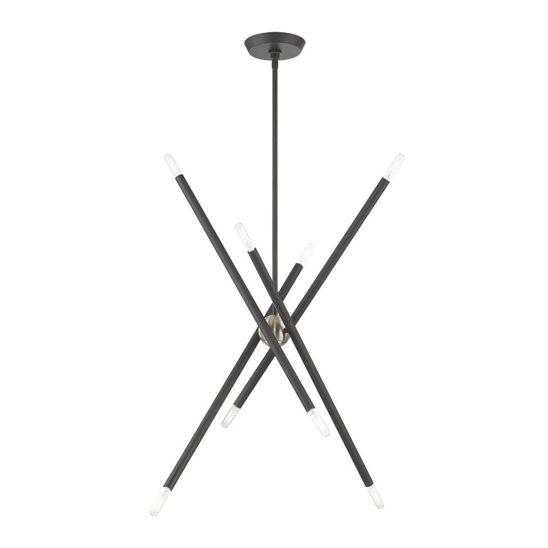 Livex Lighting 46778-76 Eight Light Linear Chandelier, Scandinavian Gray