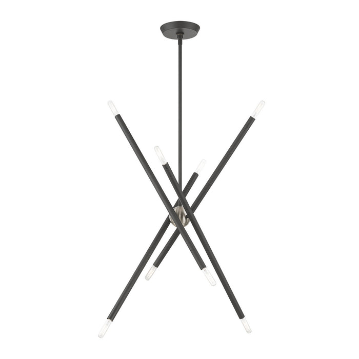 Livex Lighting 46778-76 Eight Light Linear Chandelier, Scandinavian Gray