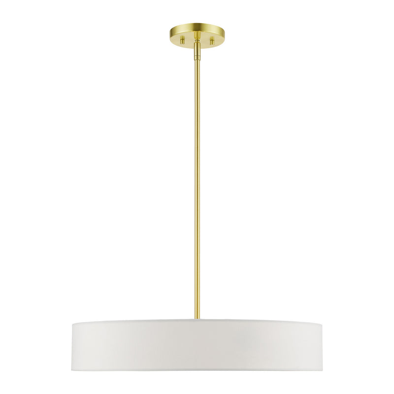 Livex Lighting 46924-12 Four Light Pendant, Satin Brass w/Shiny White