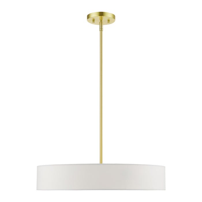 Livex Lighting 46924-12 Four Light Pendant, Satin Brass w/Shiny White
