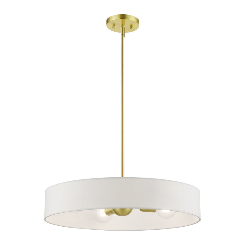Livex Lighting 46924-12 Four Light Pendant, Satin Brass w/Shiny White