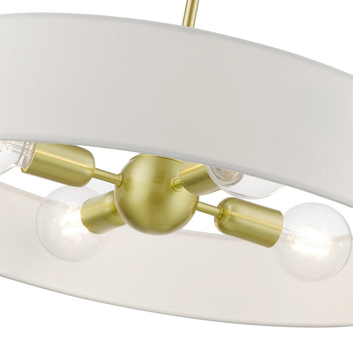 Livex Lighting 46924-12 Four Light Pendant, Satin Brass w/Shiny White