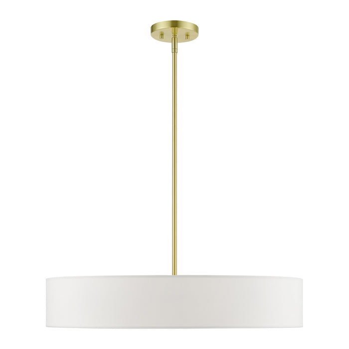 Livex Lighting 46925-12 Five Light Pendant, Satin Brass w/Shiny White
