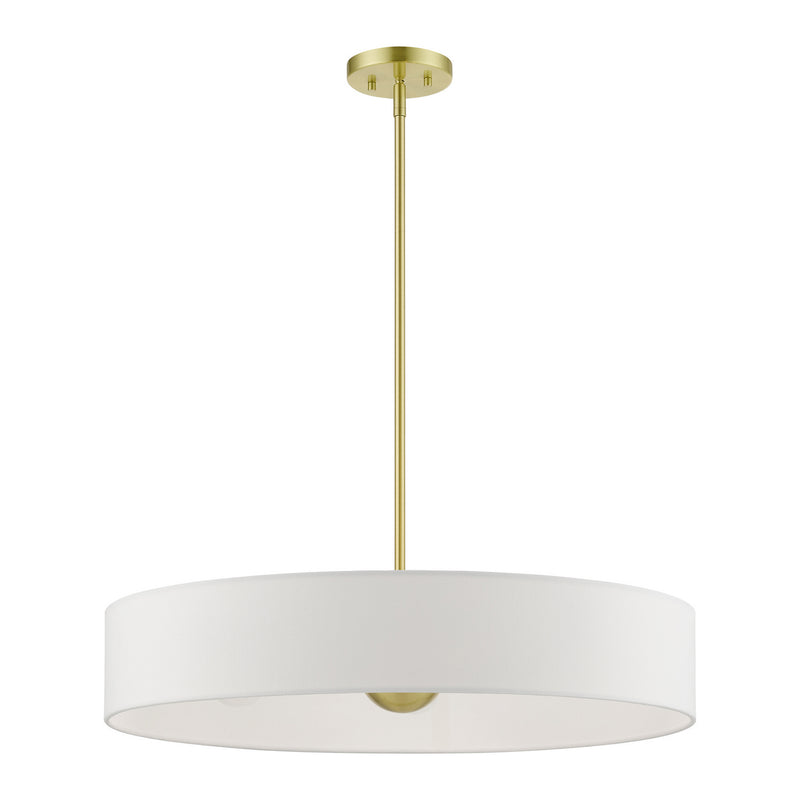 Livex Lighting 46925-12 Five Light Pendant, Satin Brass w/Shiny White