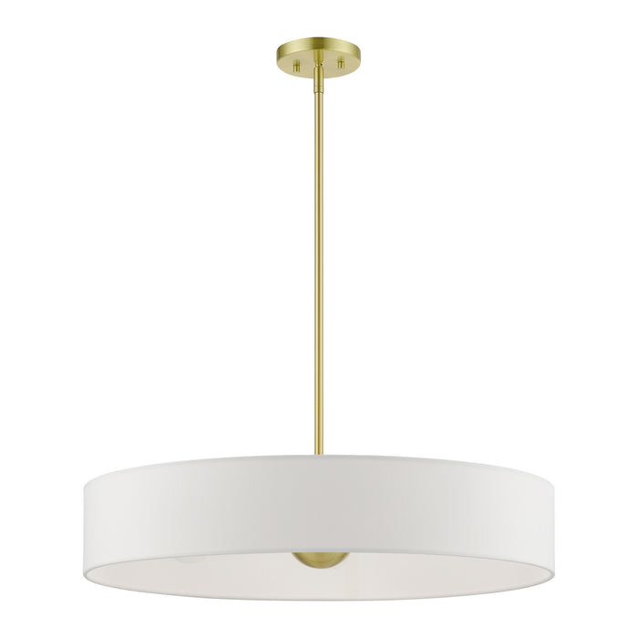 Livex Lighting 46925-12 Five Light Pendant, Satin Brass w/Shiny White