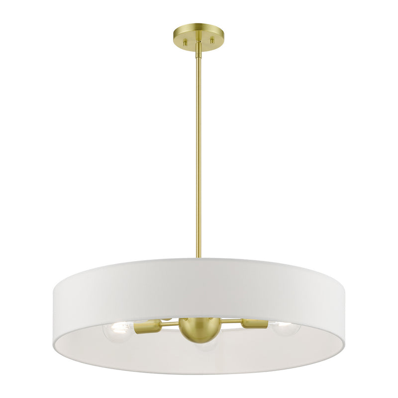 Livex Lighting 46925-12 Five Light Pendant, Satin Brass w/Shiny White
