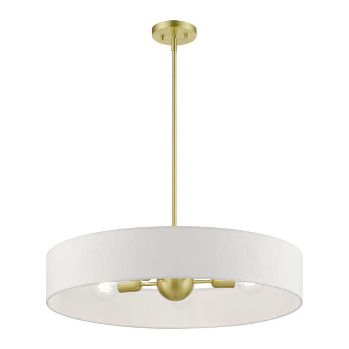 Livex Lighting 46925-12 Five Light Pendant, Satin Brass w/Shiny White