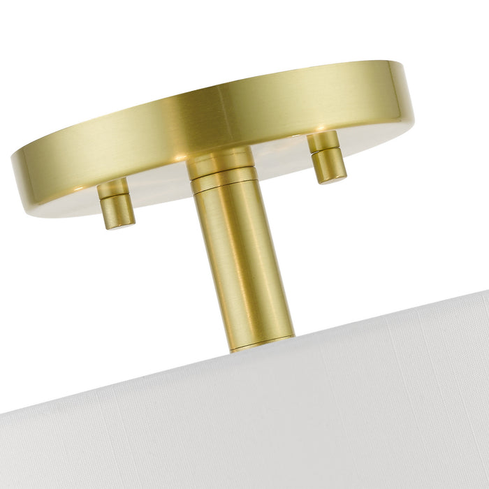 Livex Lighting 46927-12 Four Light Semi-Flush Mount, Satin Brass w/Shiny White