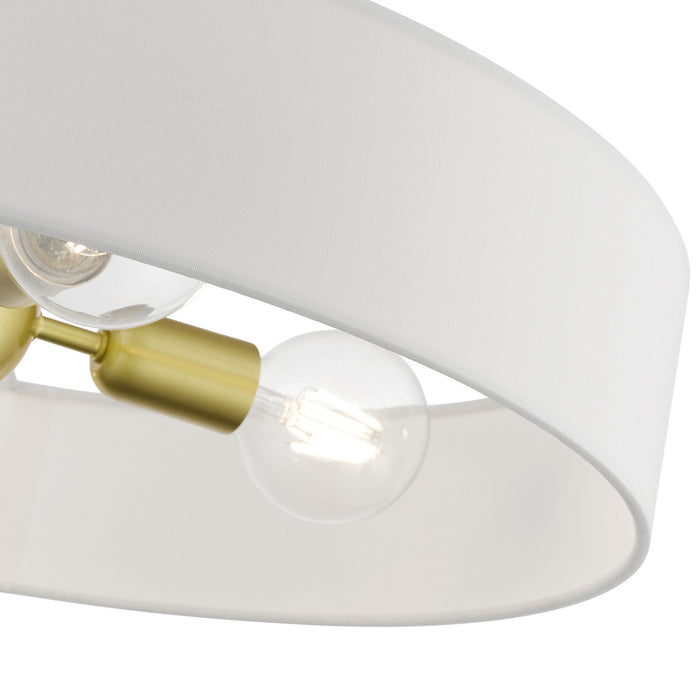 Livex Lighting 46928-12 Four Light Semi-Flush Mount, Satin Brass w/Shiny White
