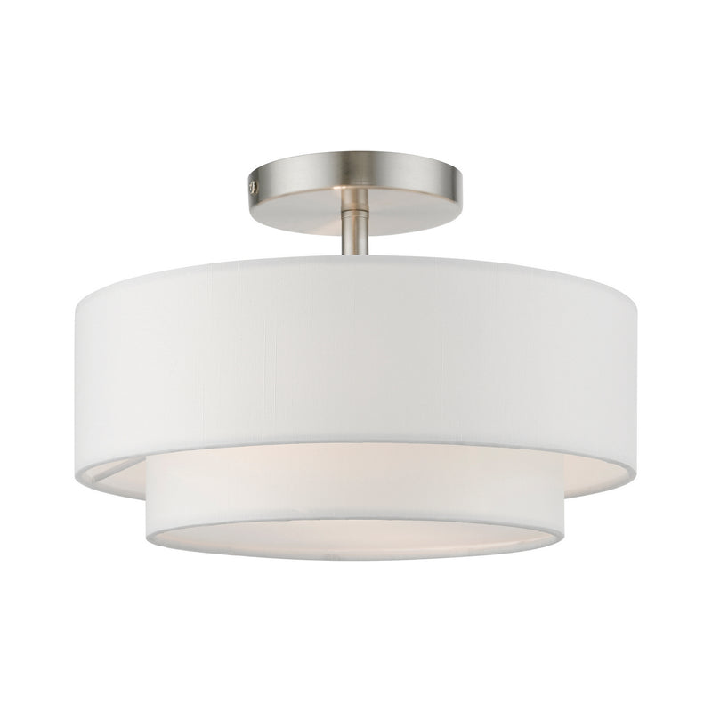 Livex Lighting 47151-91 Two Light Semi-Flush Mount, Brushed Nickel