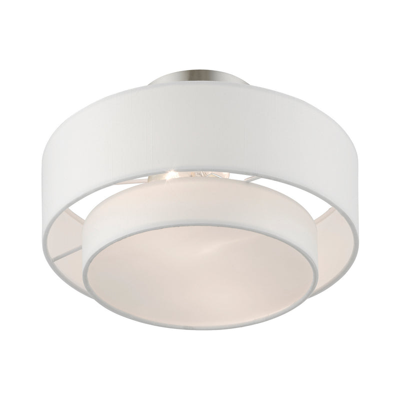 Livex Lighting 47151-91 Two Light Semi-Flush Mount, Brushed Nickel