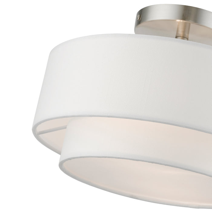 Livex Lighting 47151-91 Two Light Semi-Flush Mount, Brushed Nickel