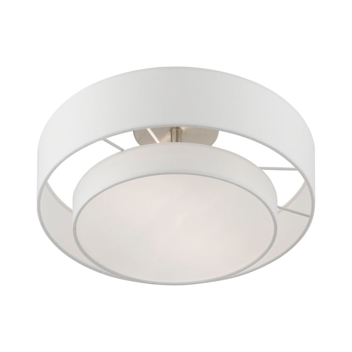 Livex Lighting 47153-91 Two Light Semi-Flush Mount, Brushed Nickel