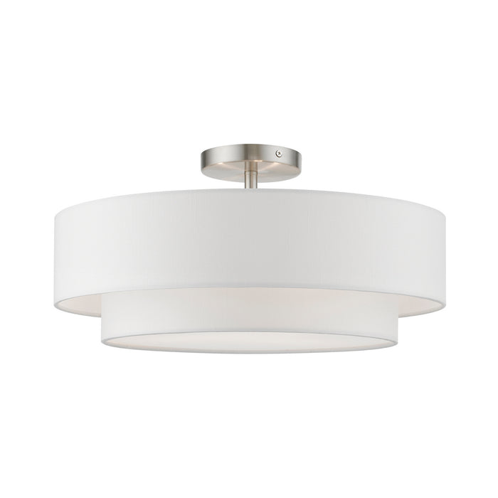 Livex Lighting 47154-91 Three Light Semi-Flush Mount, Brushed Nickel