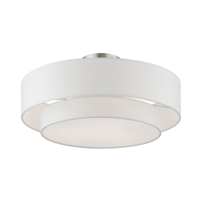 Livex Lighting 47154-91 Three Light Semi-Flush Mount, Brushed Nickel