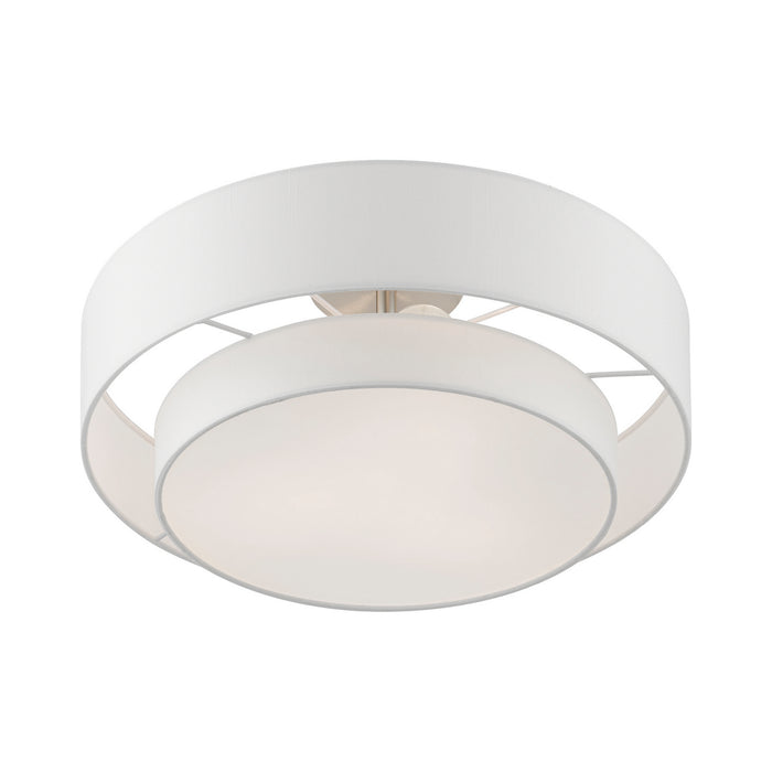 Livex Lighting 47154-91 Three Light Semi-Flush Mount, Brushed Nickel