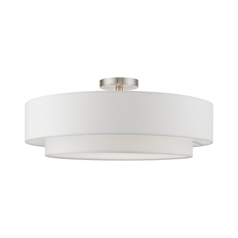 Livex Lighting 47155-91 Four Light Semi-Flush Mount, Brushed Nickel