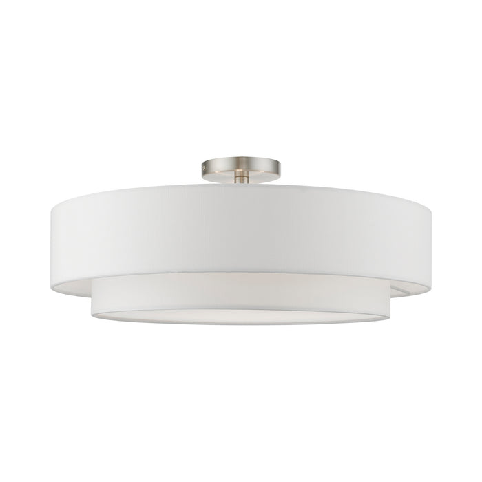 Livex Lighting 47155-91 Four Light Semi-Flush Mount, Brushed Nickel