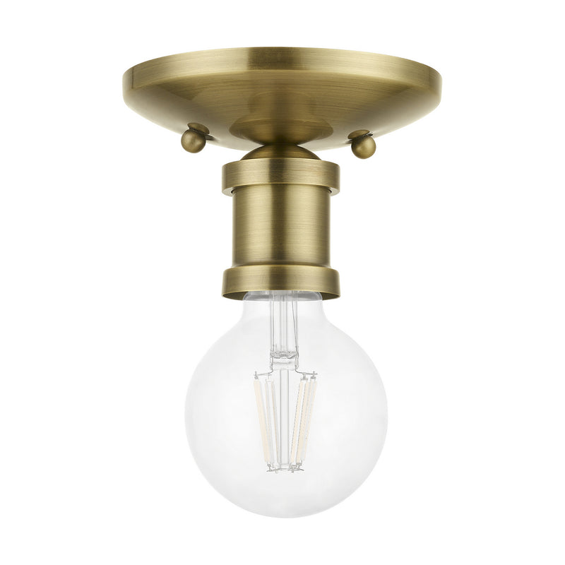 Livex Lighting 47160-01 One Light Flush Mount, Antique Brass