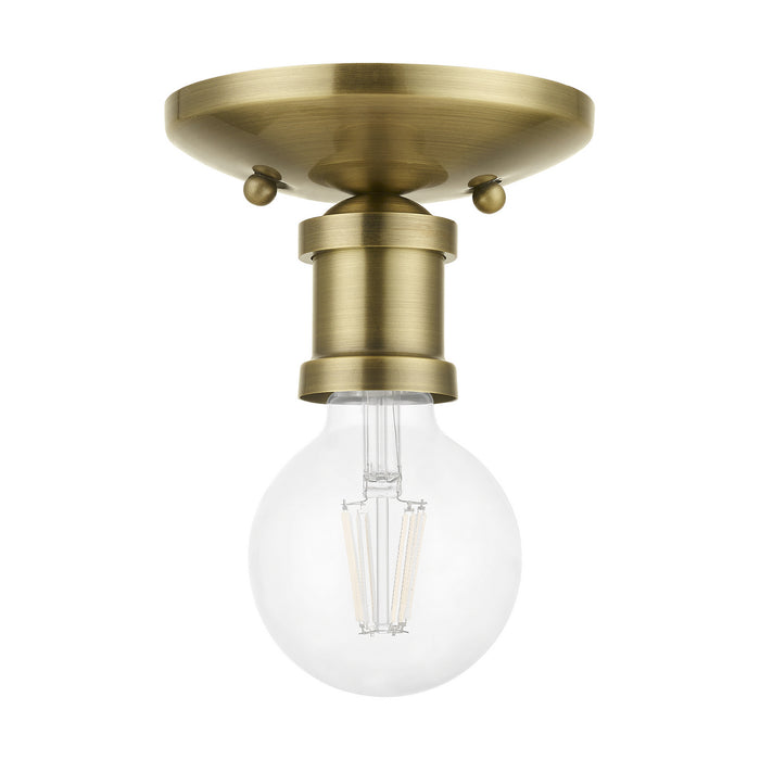 Livex Lighting 47160-01 One Light Flush Mount, Antique Brass