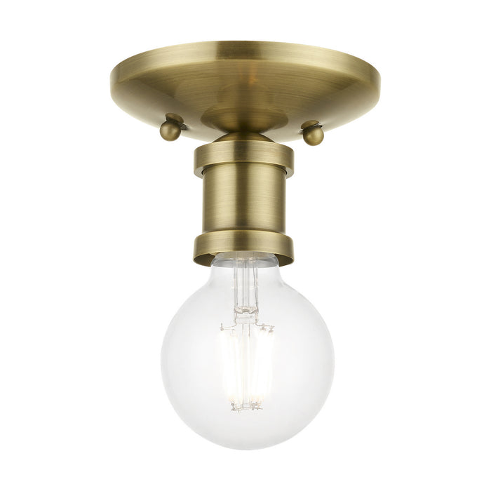 Livex Lighting 47160-01 One Light Flush Mount, Antique Brass