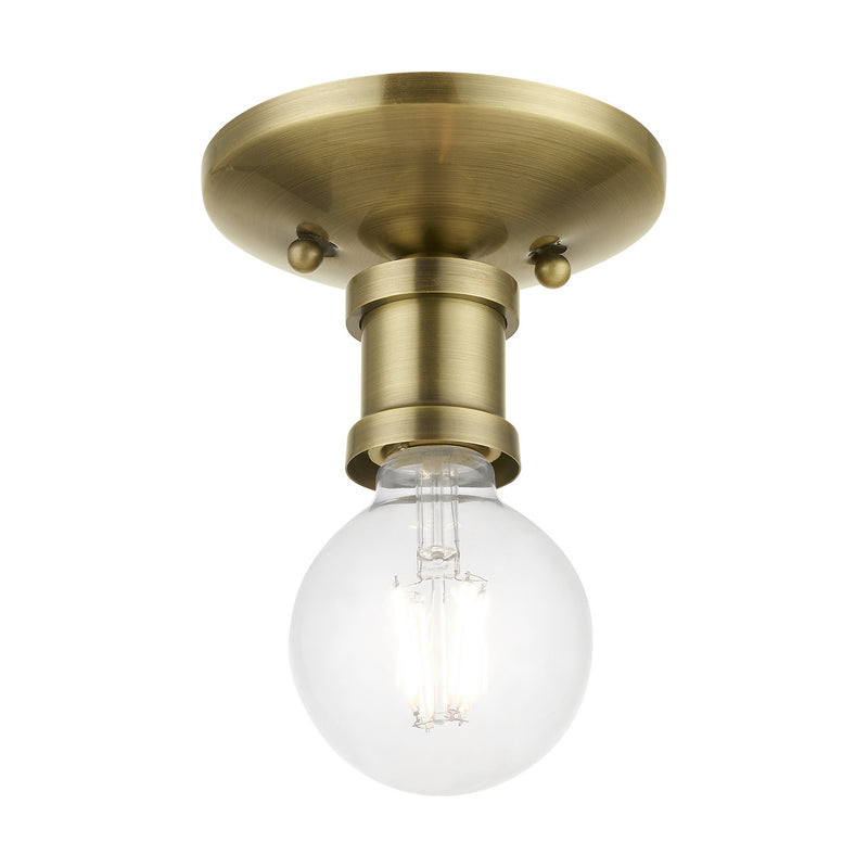 Livex Lighting 47160-01 One Light Flush Mount, Antique Brass